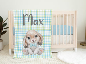 Easter Bunny Baby Boy Name Blanket