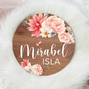 Boho Floral Lily Baby Name Sign
