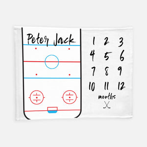 Hockey Baby Boy Milestone Blanket