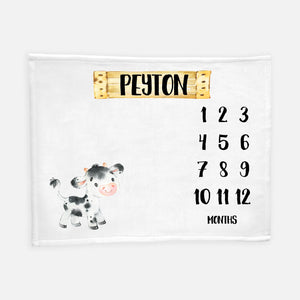 Cow Baby Milestone Blanket