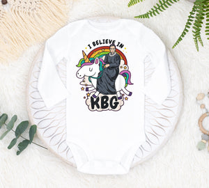 Unicorn RBG Baby Bodysuit, I Believe In RBG Baby Bodysuit, RBG Baby One Piece, Feminist Baby Clothes, Baby One Piece, Baby Shower Gift