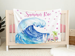 Girl Ocean Waves Baby Blanket