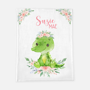 Crocodile Floral Girl Baby Blanket