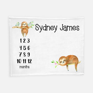 Sloth Baby Boy Milestone Blanket