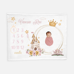 Princess Castle Baby Milestone Blanket