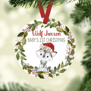 Wolf Baby 1st Christmas Ornament