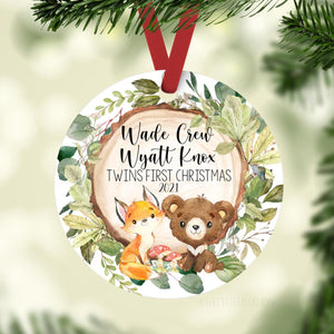 Woodland Twins First Christmas Ornament