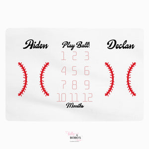 Baseball Baby Twin Milestone Blanket