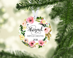 Floral Baby 1st Christmas Ornament