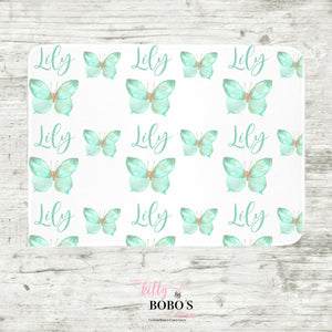 Mint Butterfly Baby Swaddle Blanket