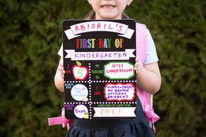 First Day of School Sign, Dry Erase First Day of School Board, Real Reusable First Day of School Sign for Girl or Boy, Kindergarten Sign