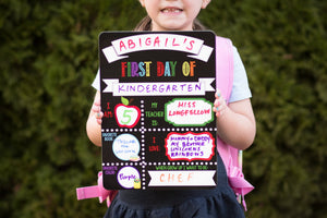 First Day of School Sign, Dry Erase First Day of School Board, Real Reusable First Day of School Sign for Girl or Boy, Kindergarten Sign