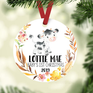 Cow Baby 1st Christmas Ornament