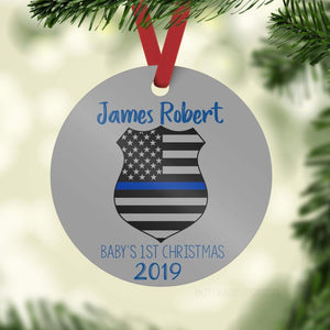 Police Baby 1st Christmas Ornament