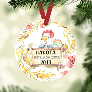 Rooster Baby 1st Christmas Ornament