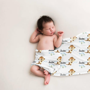 Otter Baby Boy Swaddle Blanket