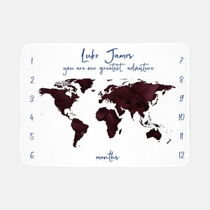 World Map Adventure Baby Milestone Blanket