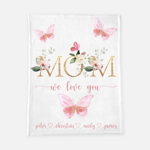 Gold and Pink Butterfly Mom Blanket