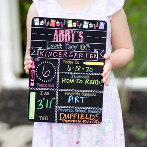 Reusable First and Last Day of School Sign, Liquid Chalk Dry Erase School Board, Girl First Day of School Sign, Back To School Sign, Pink