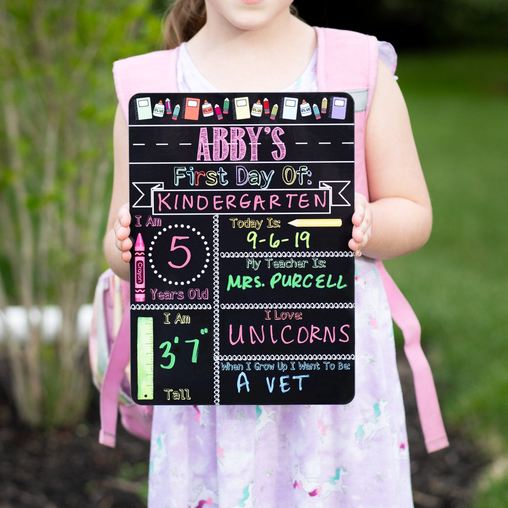 First Day Last Day of School Double Sided Sign (Dry Erase Board for Liquid  Chalk Markers - 12 x 7.9)