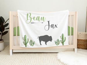 Mountain Buffalo Cactus Baby Blanket