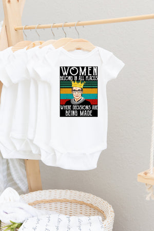 RBG Baby Bodysuit, Women Belong In All Places Where Decisions Are Being Made, Feminist Baby Clothes, Baby One Piece, Baby Shower Gift