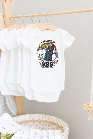 Unicorn RBG Baby Bodysuit, I Believe In RBG Baby Bodysuit, RBG Baby One Piece, Feminist Baby Clothes, Baby One Piece, Baby Shower Gift