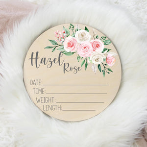Blush Floral Birth Stat Sign