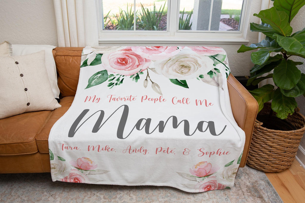 Mama Christmas Blanket, Floral Mom Blanket, My Favorite People