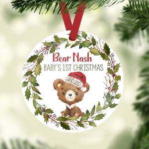 Holly Bear Baby 1st Christmas Ornament