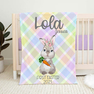 Bunny First Easter Name Blanket