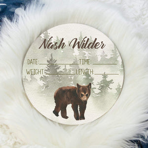 Bear Forest Birth Stat Sign