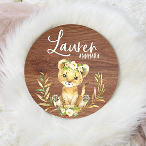Lioness Round Wood Name Sign