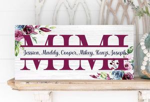 Purple Floral Wooden Mimi Sign