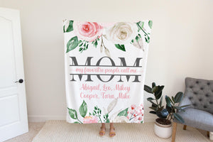 Gray Floral Mom Blanket