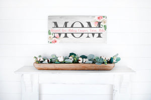 Blush Floral Wooden Mom Sign