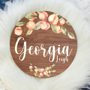 Georgia Peach Round Wood Name Sign