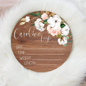 Cotton Floral Baby Birth Stat Sign