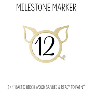 Pig Milestone Marker, Baby Milestone Blanket Marker, Baltic Birch Wood Milestone Marker, Blanket Monthly Marker, Photo Prop, Piglet Marker