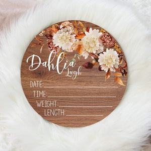 Dahlia Floral Birth Stat Sign