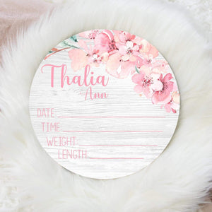Cherry Blossom Floral Birth Stat Sign