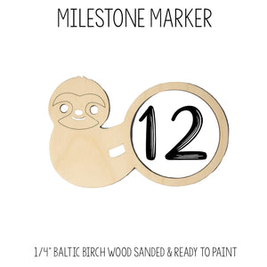 Sloth Milestone Marker, Baby Milestone Blanket Marker, Baltic Birch Wood Milestone Marker, Baby Shower Gift, Photo Prop, Month Marker