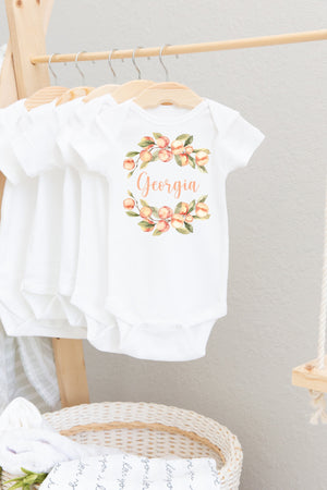 Peaches Baby Bodysuit, Georgia Peach Bodysuit, Baby Shower Gift, Pregnancy Reveal Baby Shirt, Baby One Piece, Peaches Baby Outfit
