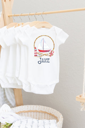 Nautical Baby Bodysuit, Sail Boat Baby Outfit, Baby Shower Gift, Pregnancy Reveal Baby Shirt, Baby One Piece, Nautical Boy Baby Outfit