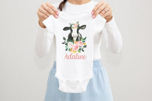 Cow Baby Bodysuit, Cow Baby Outfit, Baby Shower Gift, Pregnancy Reveal Baby Shirt, Baby One Piece, Cow Baby Outfit, Girl Cow One Piece