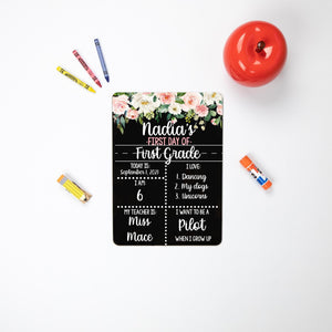 Floral First Day of School Sign, Liquid Chalk School Board, ReUsable First Day of School Sign, Last Day of School Sign, Blush Cream Floral