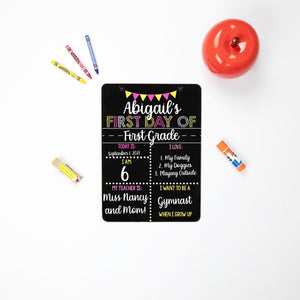 First and Last Day of School Sign, Liquid Chalk Dry Erase School Board, Reusable First Day of School Sign, Classic Pink and Yellow