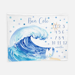Ocean Waves Baby Milestone Blanket