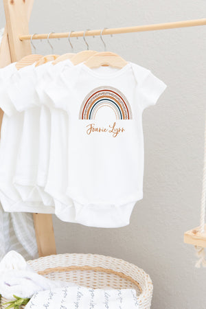 Boho Rainbow Baby Bodysuit, Neutral Color Rainbow Bodysuit, Baby Shower Gift, Pregnancy Reveal Baby Shirt, Baby One Piece, Boho Baby Outfit