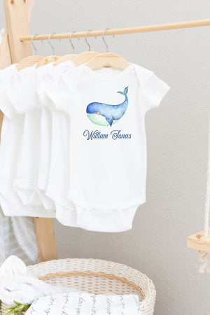 Whale Baby Bodysuit, Blue Whale Bodysuit, Baby Shower Gift, Pregnancy Reveal Baby Shirt, Baby One Piece, Whale Boy Baby Outfit